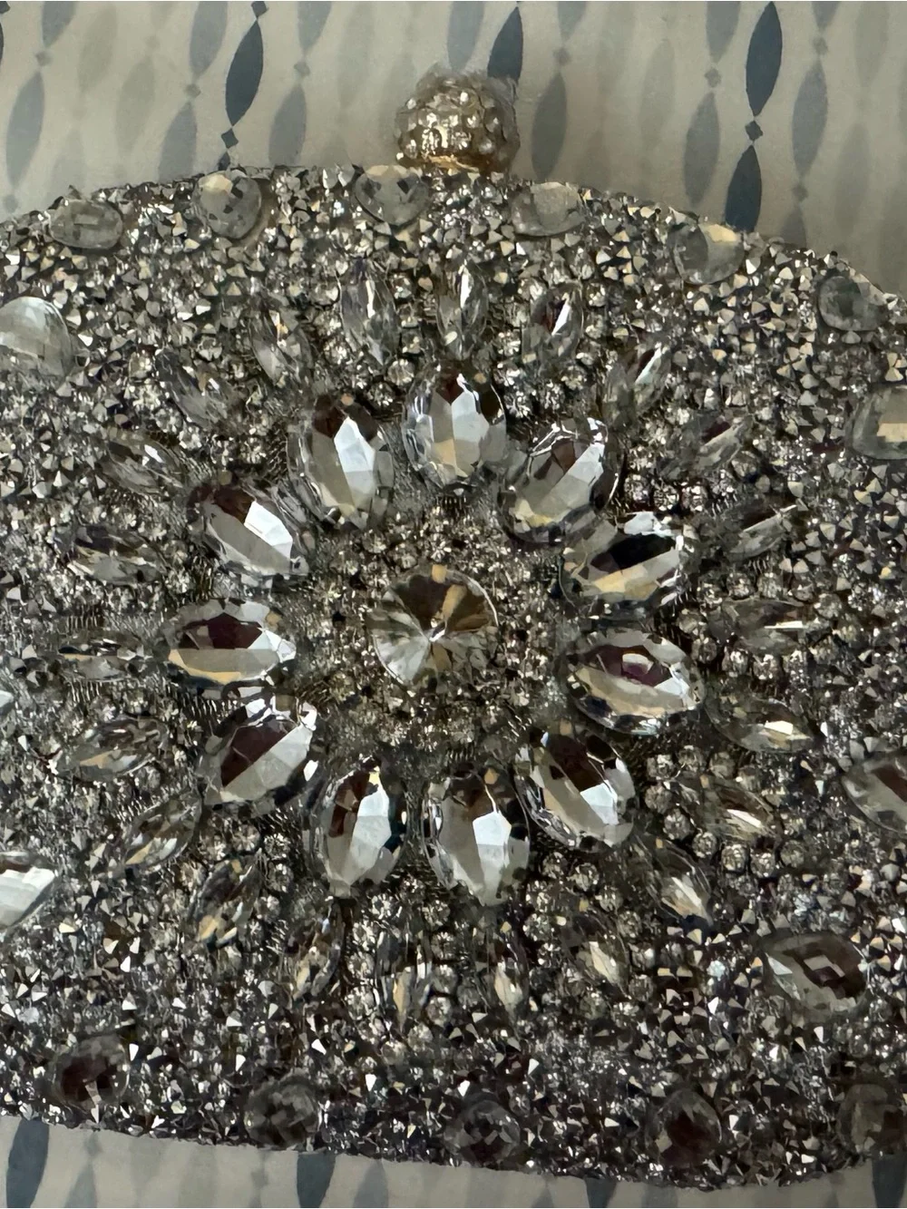 Crystal Embellished Silver Evening Clutch